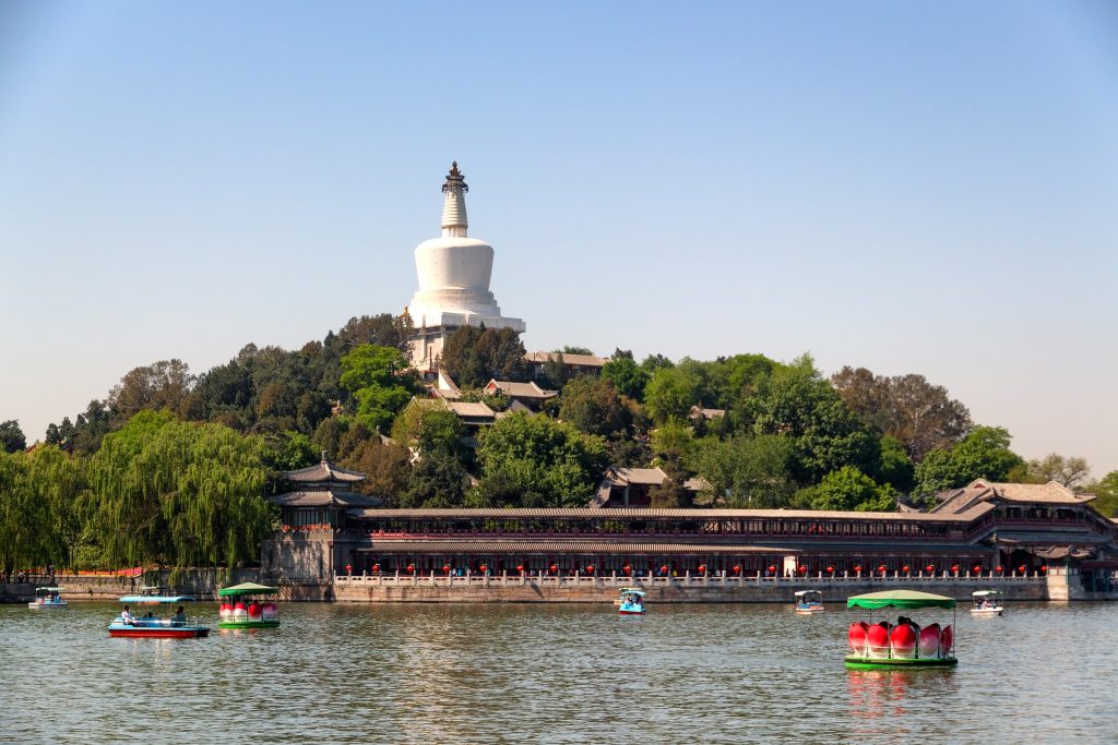 White Dagoba and lakeside pavilions at Beihai Park in Beijing