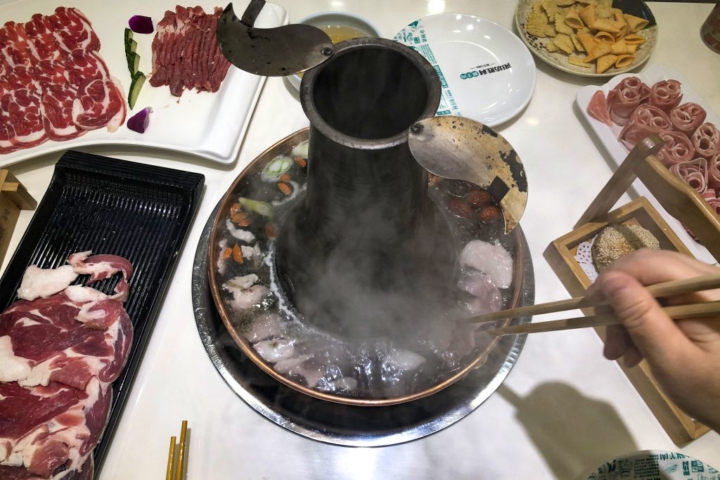 Beijing instant-boiled mutton hotpot with sesame dipping sauce