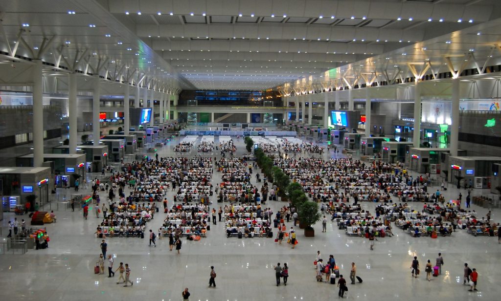 Waiting hall interior at Shanghai Hongqiao Railway Station