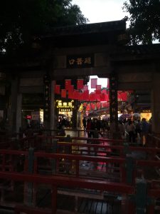 Traditional sloping street and shopfronts in Chongqing Ciqikou ancient town