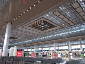 Interior concourse of Nanjing South Railway Station in the early morning