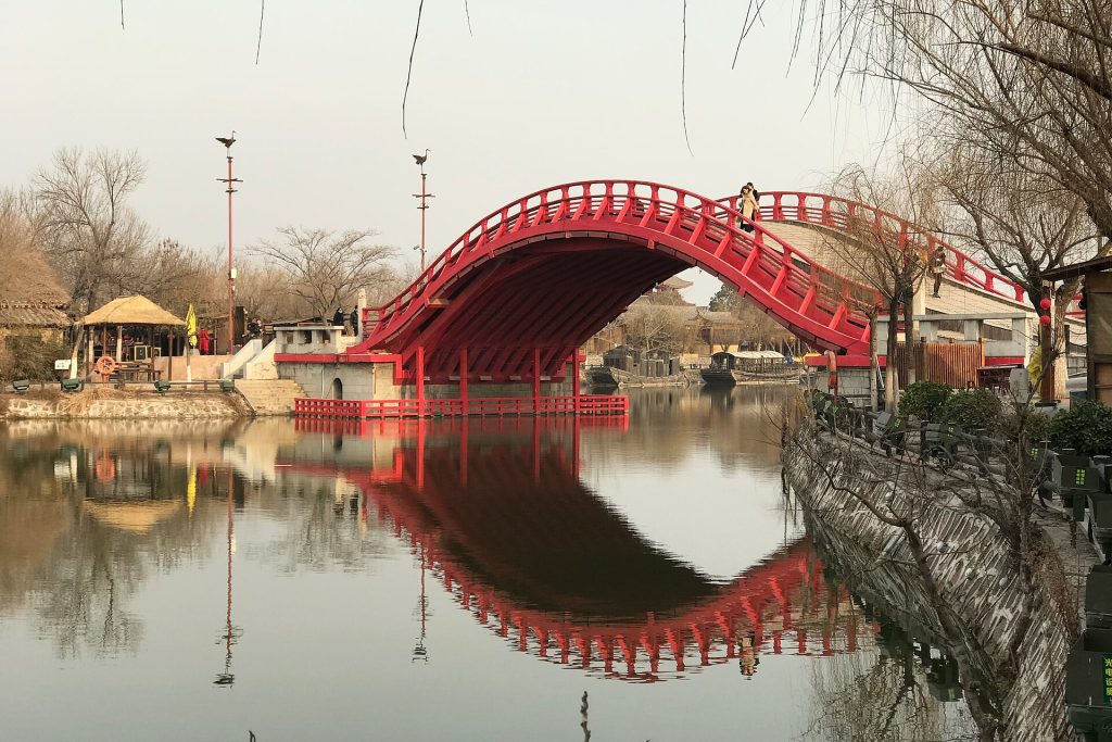 Rainbow Bridge at Qingming Riverside Garden (Millennium City Park) in Kaifeng