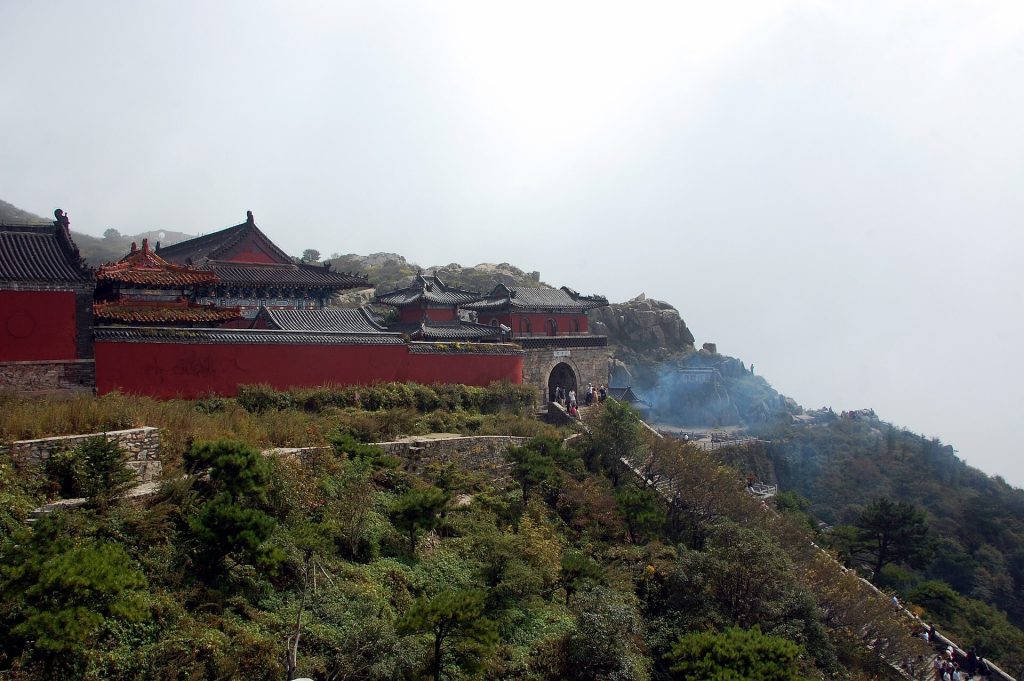 Sunrise view from the summit ridges of Mount Tai in Shandong