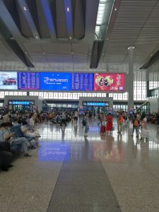 Spacious waiting hall interior at Chongqing West Railway Station