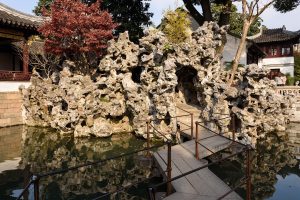 Taihu rock formations and garden paths at Suzhou’s Lion Grove Garden (Shizilin)